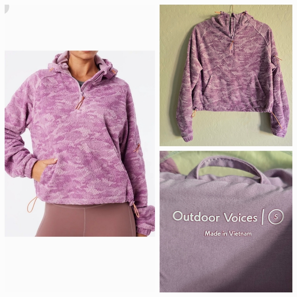 Outdoor Voices PrimoFleece Soft Cozy Purple Camo Pullover Small